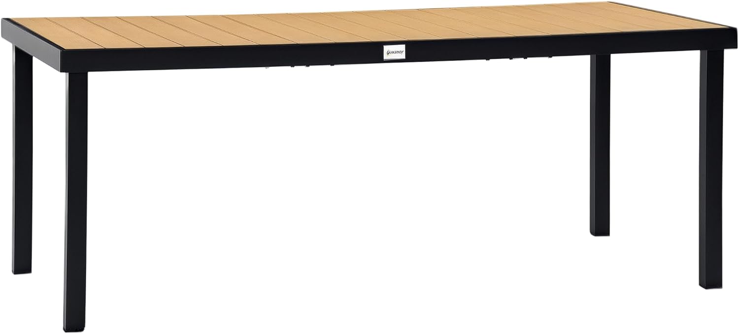 Outsunny – Table de jardin pour 8, 190x90x74 cm, aluminium, bois naturel