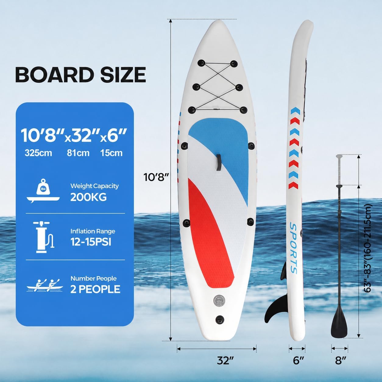 Panana - Stand Up Paddle gonflable, SUP léger, accessoires inclus, pont antidérapant, pagaie réglable - pour adultes et 