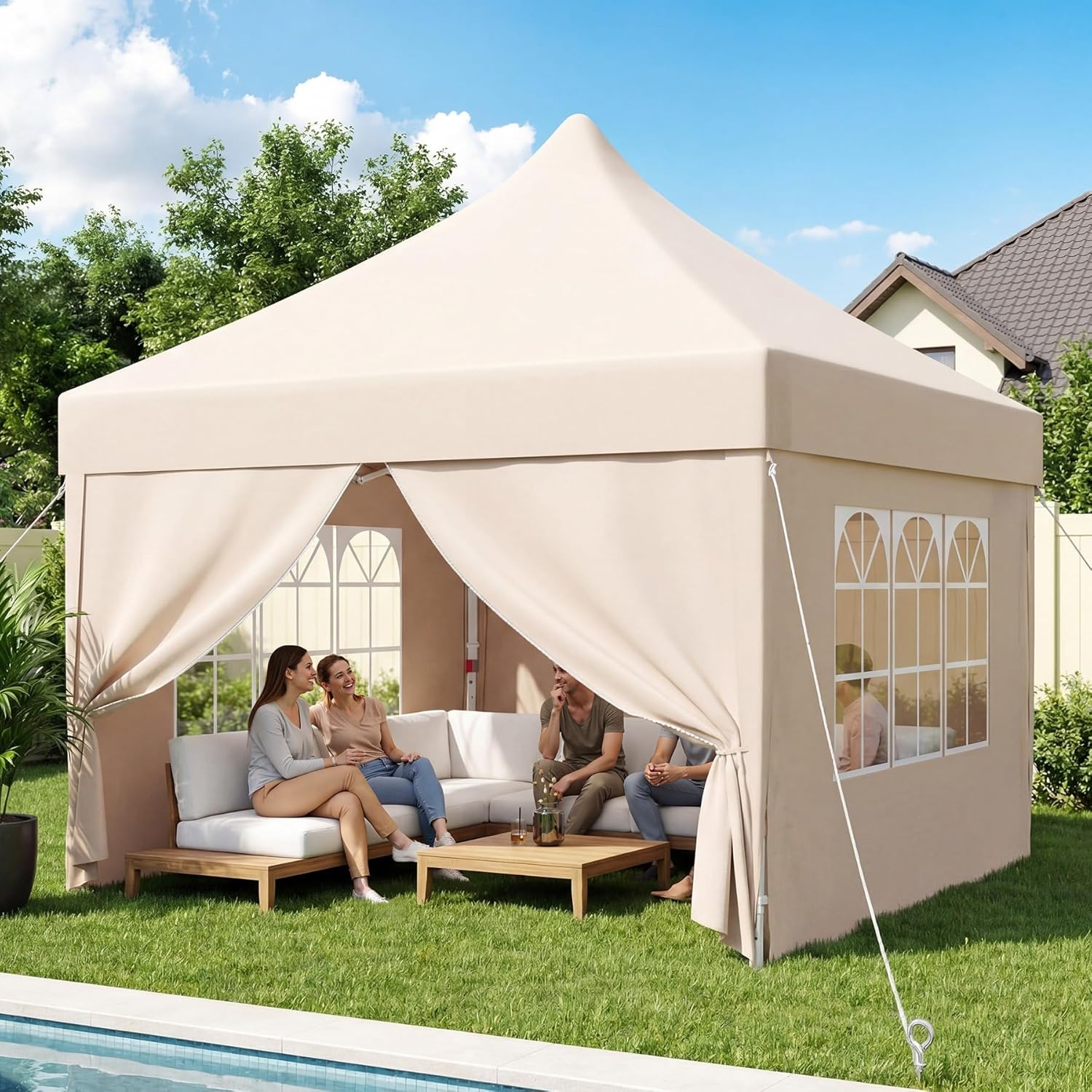 Devoko - tonnelle pliante - 3x3m - imperméable, réglable, robuste