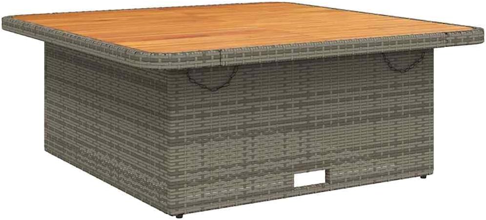 vidaXL - table basse jardin - gris résine tressée, bois acacia, patio,