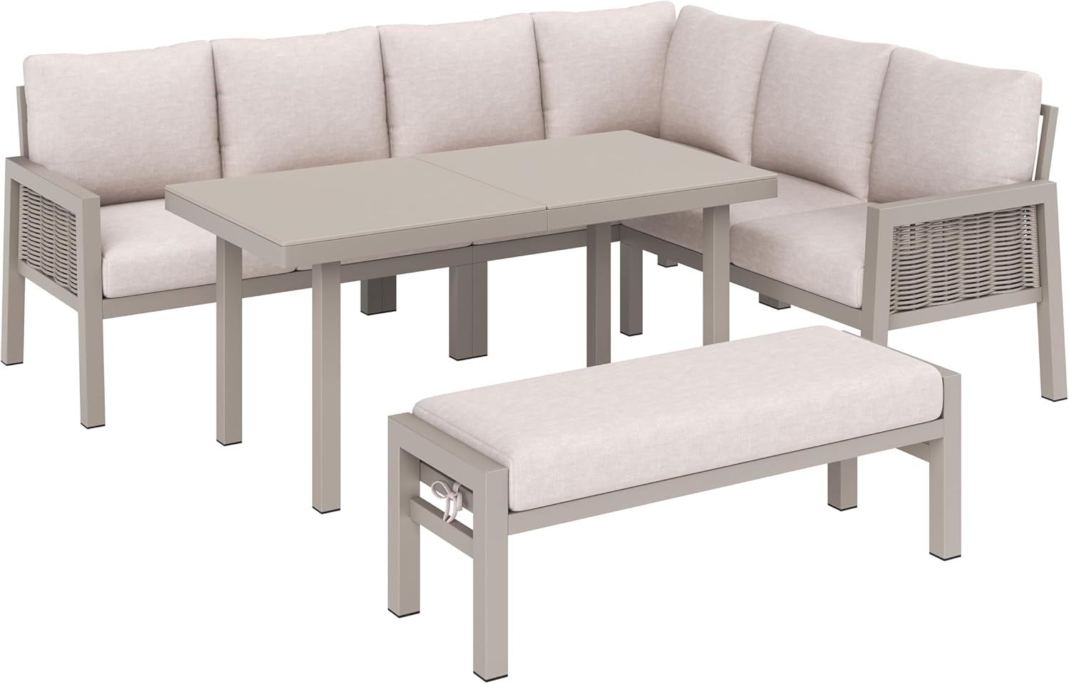 Sapgaks - I-Kaki - ensemble jardin 8 pers. - fer, verre, corde PE