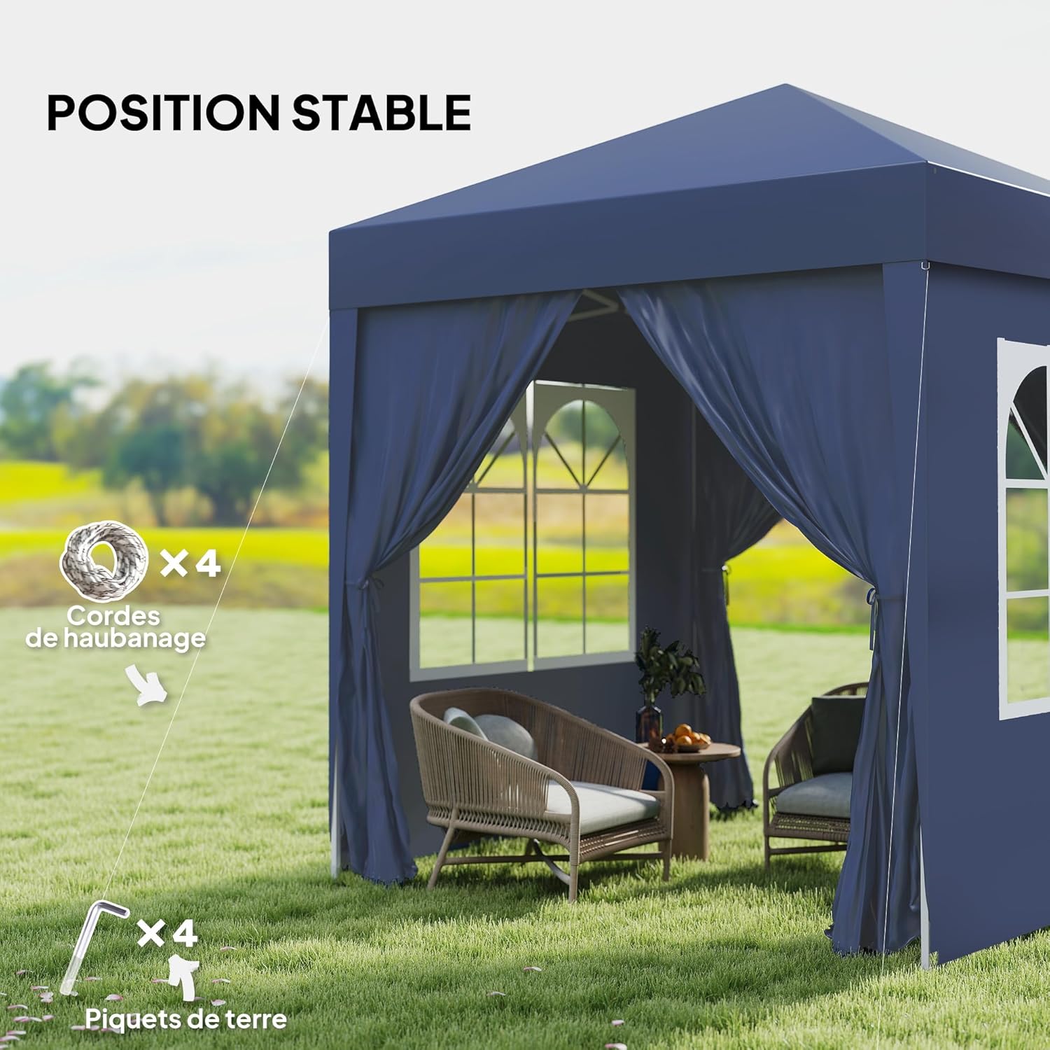 Outsunny - tonnelle pliante pop-up 2x2m - acier, UV, 4 côtés amovibles