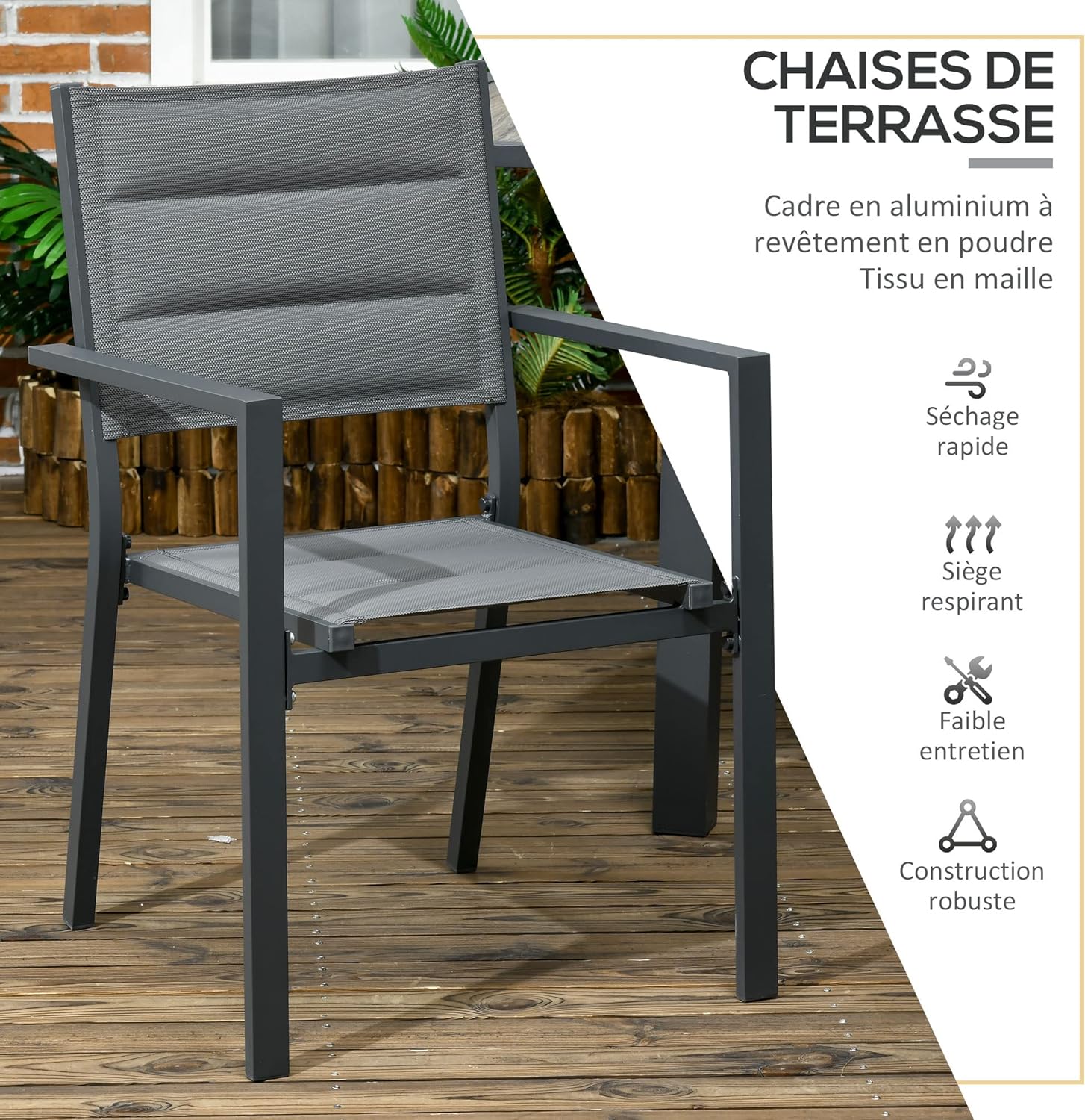 Outsunny - Salon de jardin alu textilène extensible - 200/300x90x75cm - 12 chaises empilables
