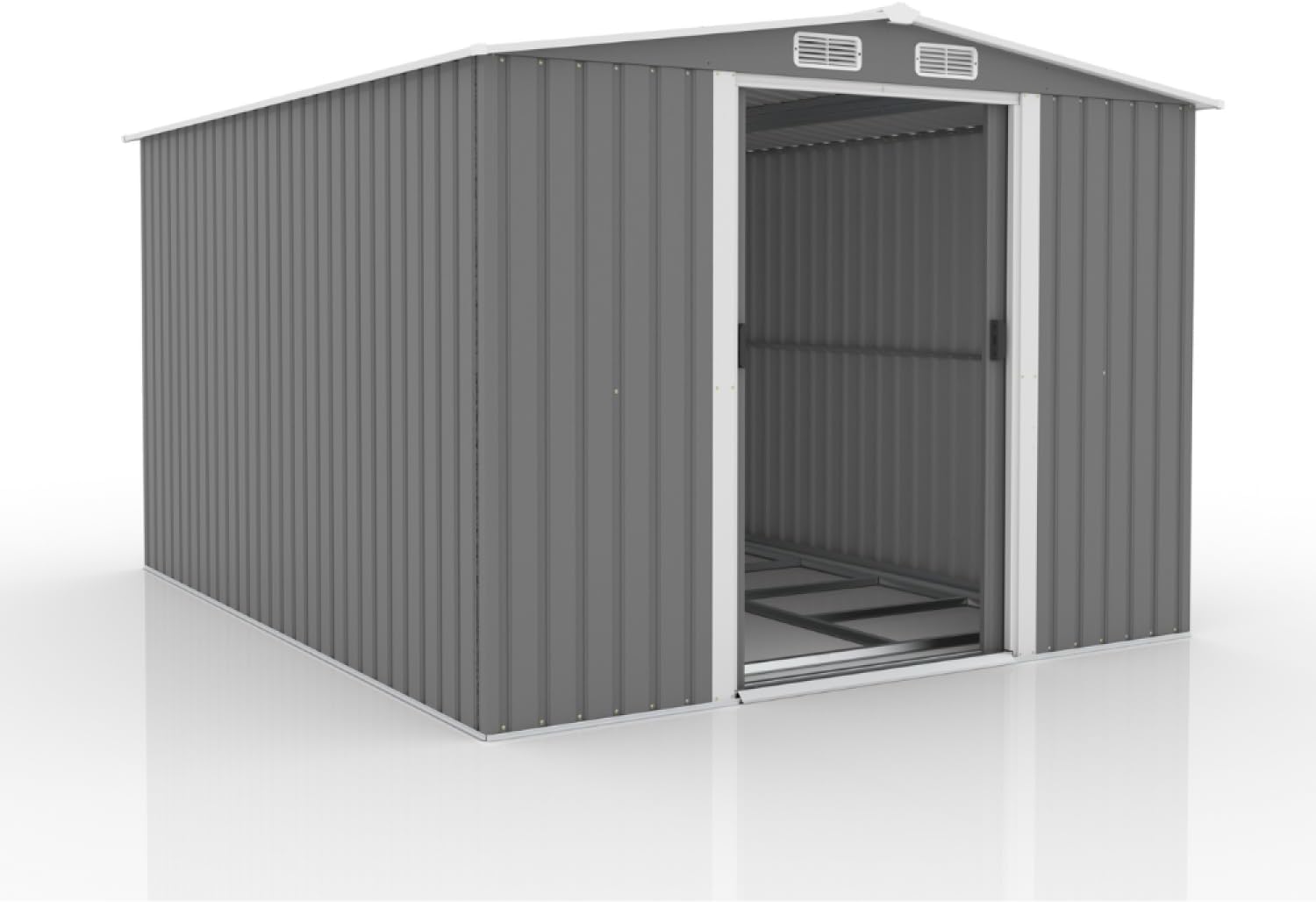 CONCEPT USINE | Abri de Jardin 8.08 m² Jura Gris | Cabane Extérieure | Structure Résistante en Métal | Idéal pour Rangement Outils, Vélos et Equipements de Jardin | Spacieux, Solide, Robuste