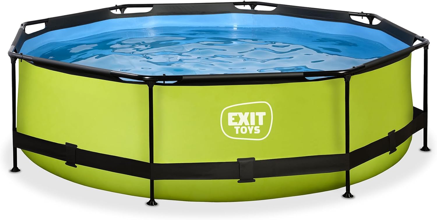 EXIT Toys - Piscine Tubulaire Lime - 300x76cm - Pompe filtrante, entrée basse, cadre stable, vert