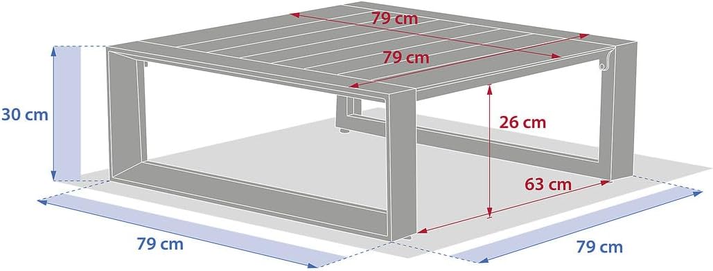 Hespéride - Allure Graphite - 79x79x30cm - Table basse jardin alu