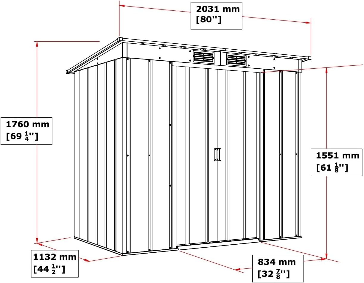 Duramax ECO 6 x 4 (2.17 m²) abri de jardin en métal à toit pentu, Abri de jardin en métal galvanisé à chaud, Abri de stockage d'outils, structure de toit renforcée, anthracite