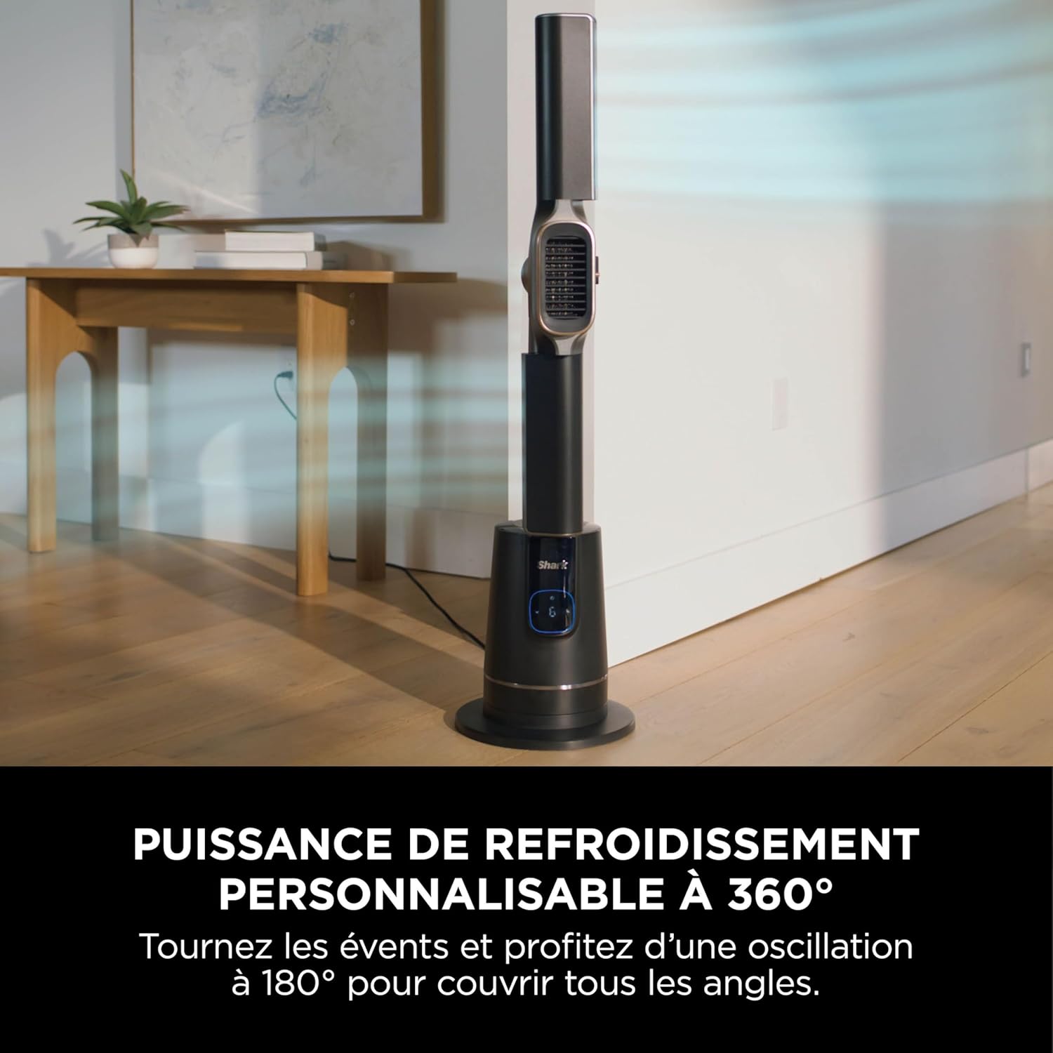 Shark TurboBlade Cool + Heat 2-en-1 Chauffage et ventilateur colonne sans pale, Telecomande, Multidirectionnel jusqu’à 20 mètres, 10 vitesses, Puissance 220W, Minuteur, Facile à nettoyer TH200EU
