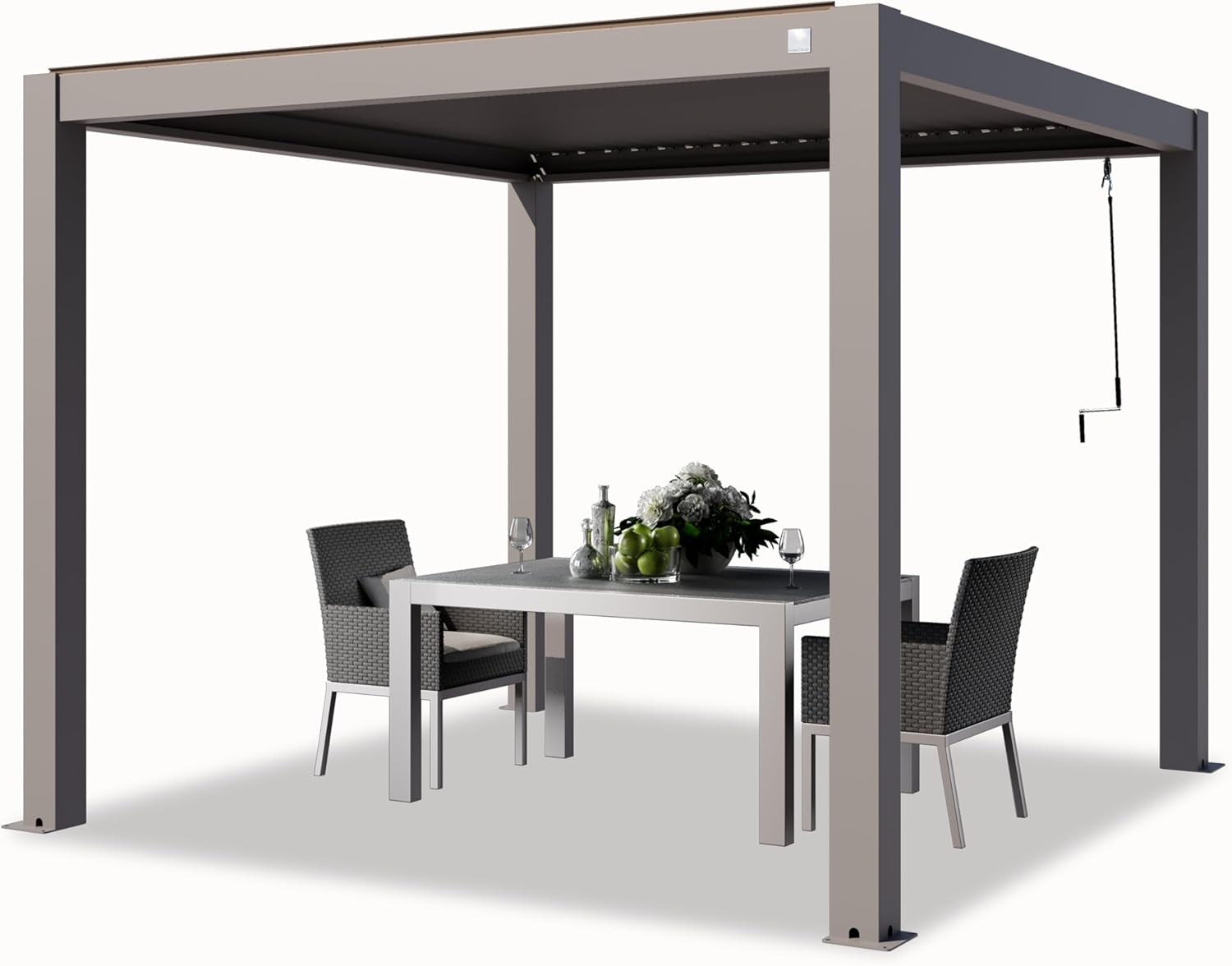 PRIMEYARD - Pergola 3x3 m aluminium, lames orientables, gris