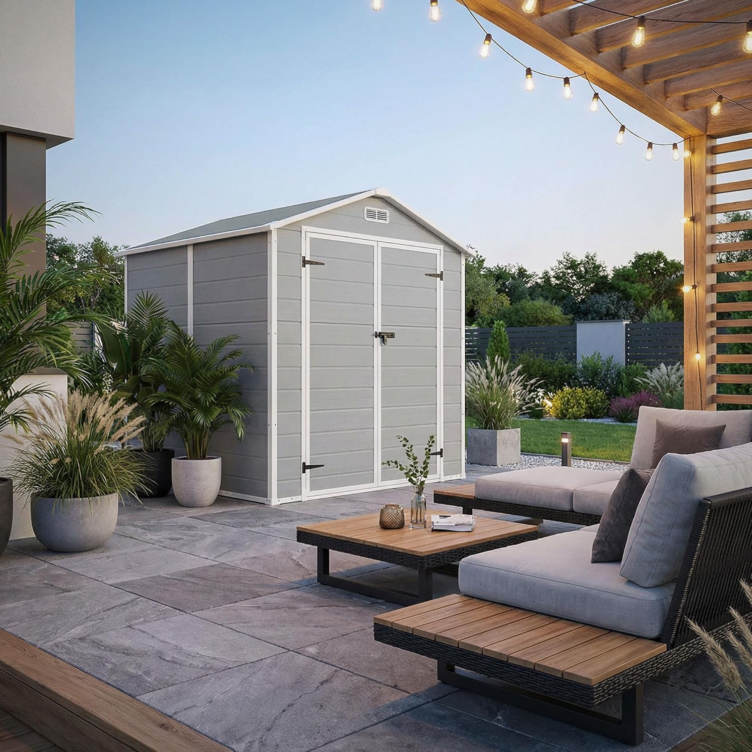 ECD Germany - abri de jardin résine, 151x182x220 cm, double porte, fenêtre, 5m³