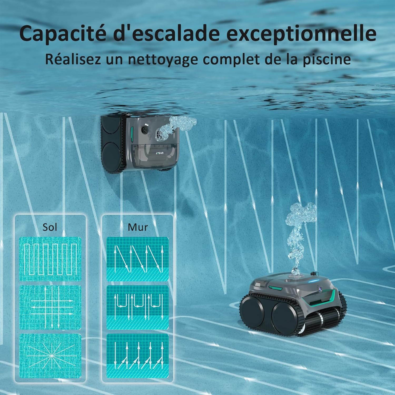 WYBOT - Robot piscine C2 Vision AI - 180m² - sol/mur, caméra, sans fil