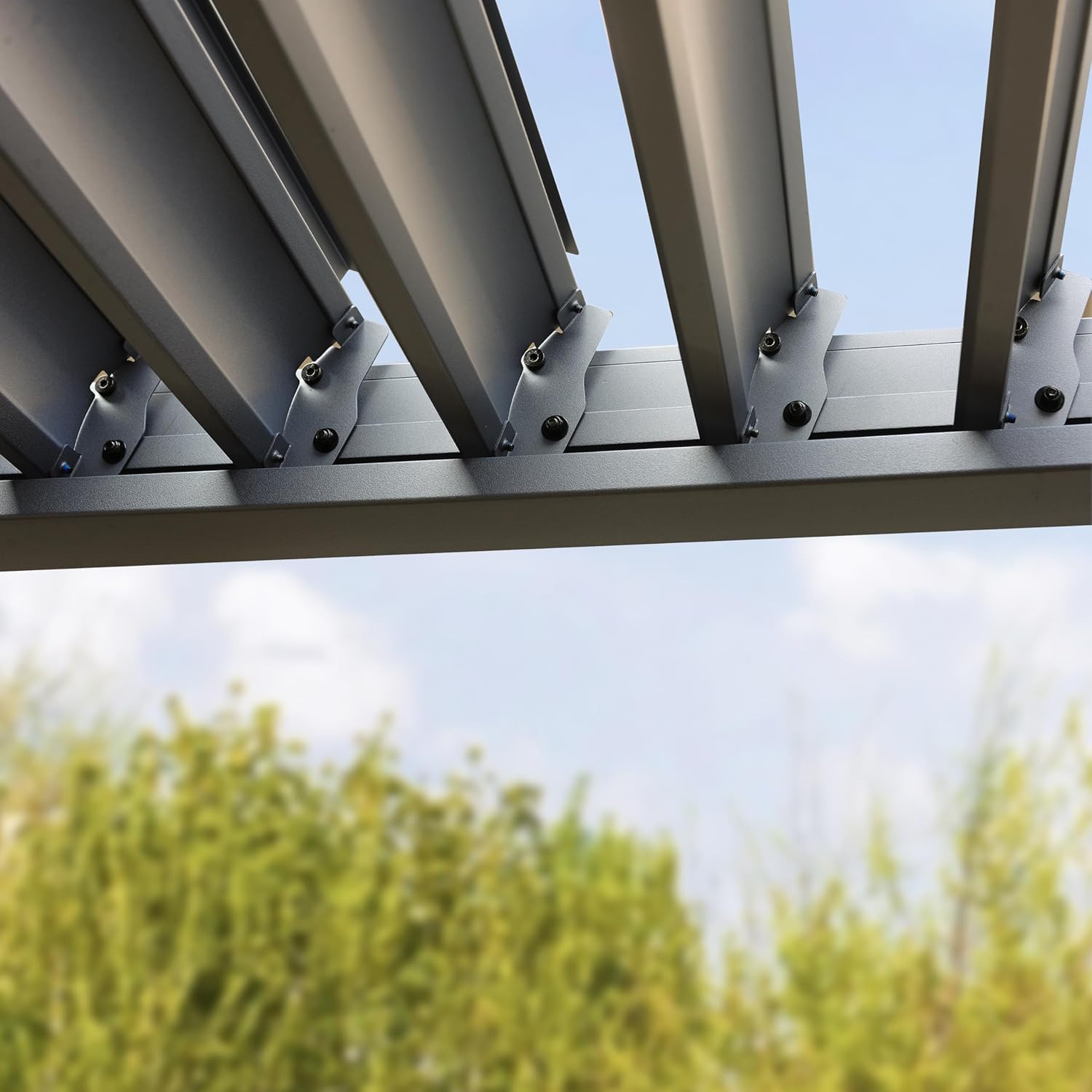 Primeyard - Pergola série Acier - 3x6 m - alu, lames orientables, gris