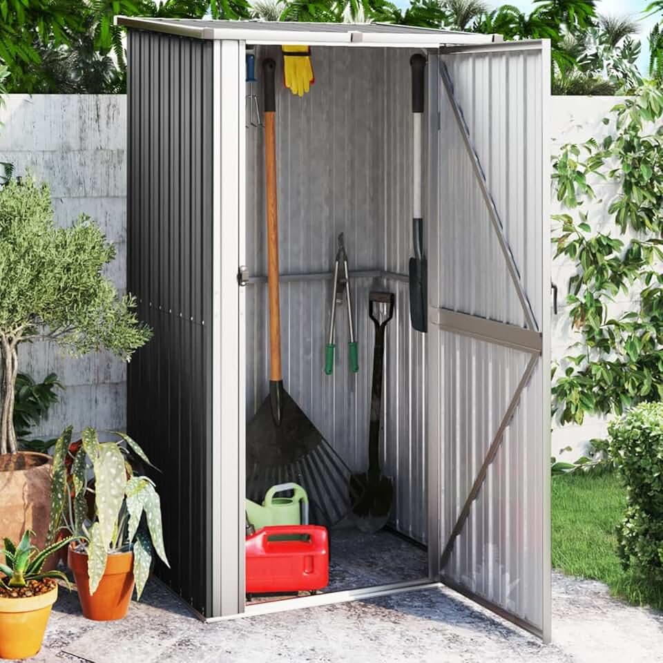 ShGaxin - abri de jardin acier galvanisé, 118,5x97x209,5cm, anthracite