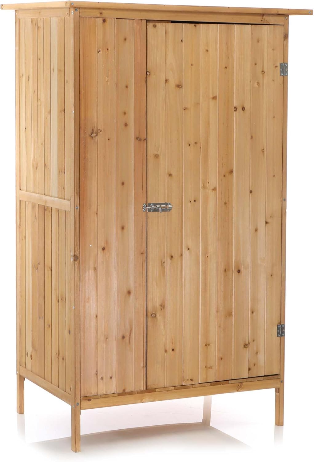 Wiltec Abri de Jardin – 920 x 570 x 1540 mm – en Bois Verni – avec Toit revêtu par PVC et 1 Porte – Cabane Remise pour Rangement Outils pour Jardin, Terrasse & Balcon