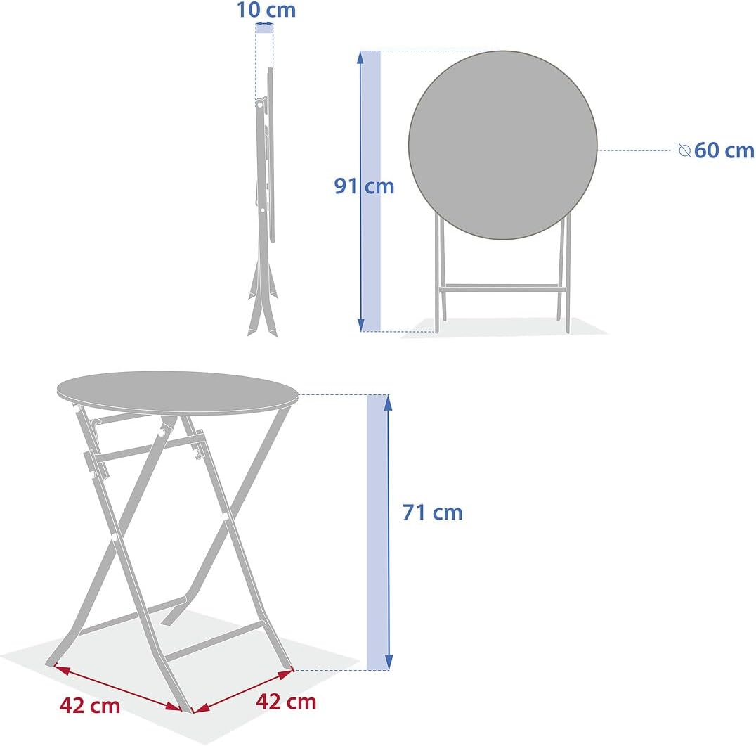 Hespéride - Greensboro ronde 2 places - acier vert laurier renforcé - table de jardin pliante