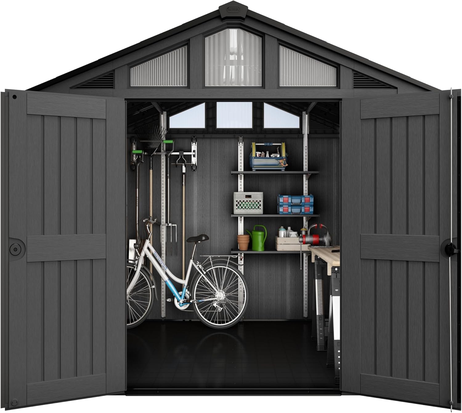 Keter - Stronghold - 7.7 m² - résine & métal, aspect bois, anthracite 108-7.7