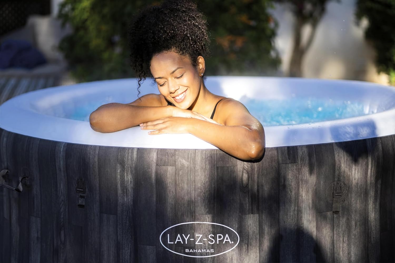Spa Gonflable Rond Lay-Z-Spa® Bahamas Airjet Motif Bois 2 à 4 Personnes, 180 x 66 cm
