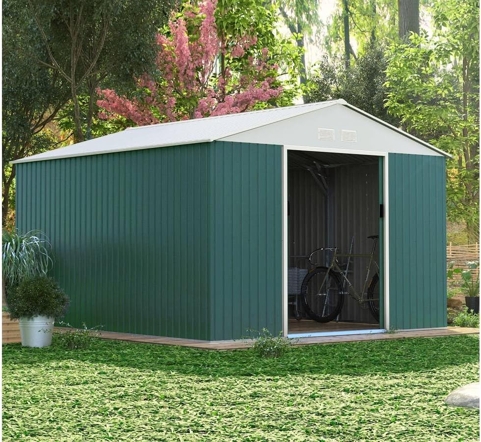 Habitat et Jardin Abri de Métal Rosas, 10.85m² 1299_78620 Vert/Blanc