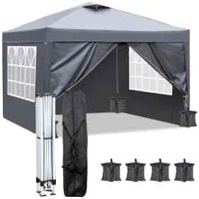 LEADZM - Tonnelle pliante jardin - 3x3m - 4 parois, UV50+, sacs sable, réglable