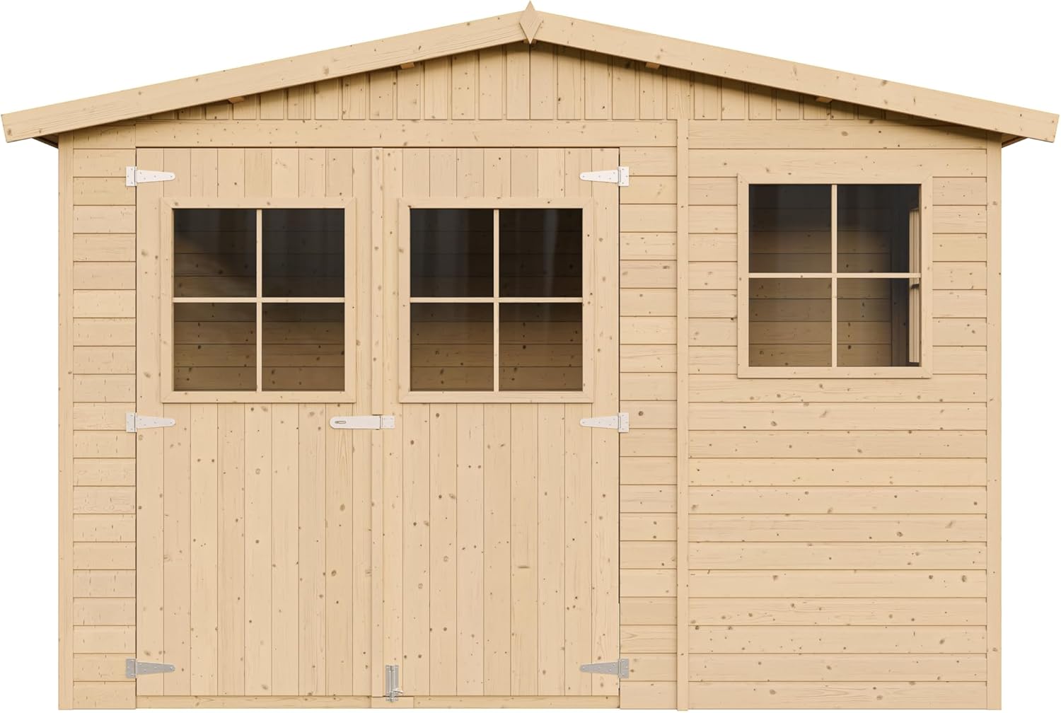 Abri de Jardin en Bois Exterieur avec Les PLANCHERS IMPRÉGNÉ- Cabane de Jardin en Pin/épicéa-H226x324x216 cm/6m2- Construction de Panneaux- Rangement pour vélos, Remise à Outils- Timbela M334+M334G