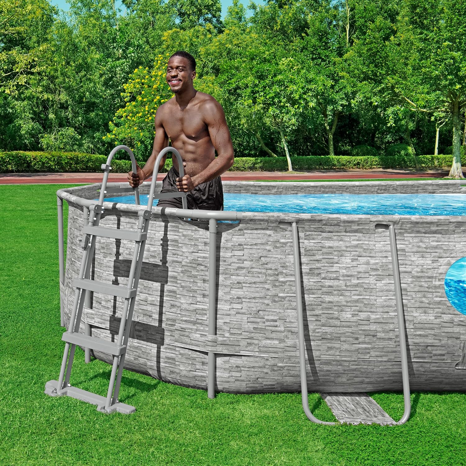 Bestway Steel Pro Max Splashview Kit Piscine Hors Sol - 427 cm x 250 cm x 100 cm - Gris