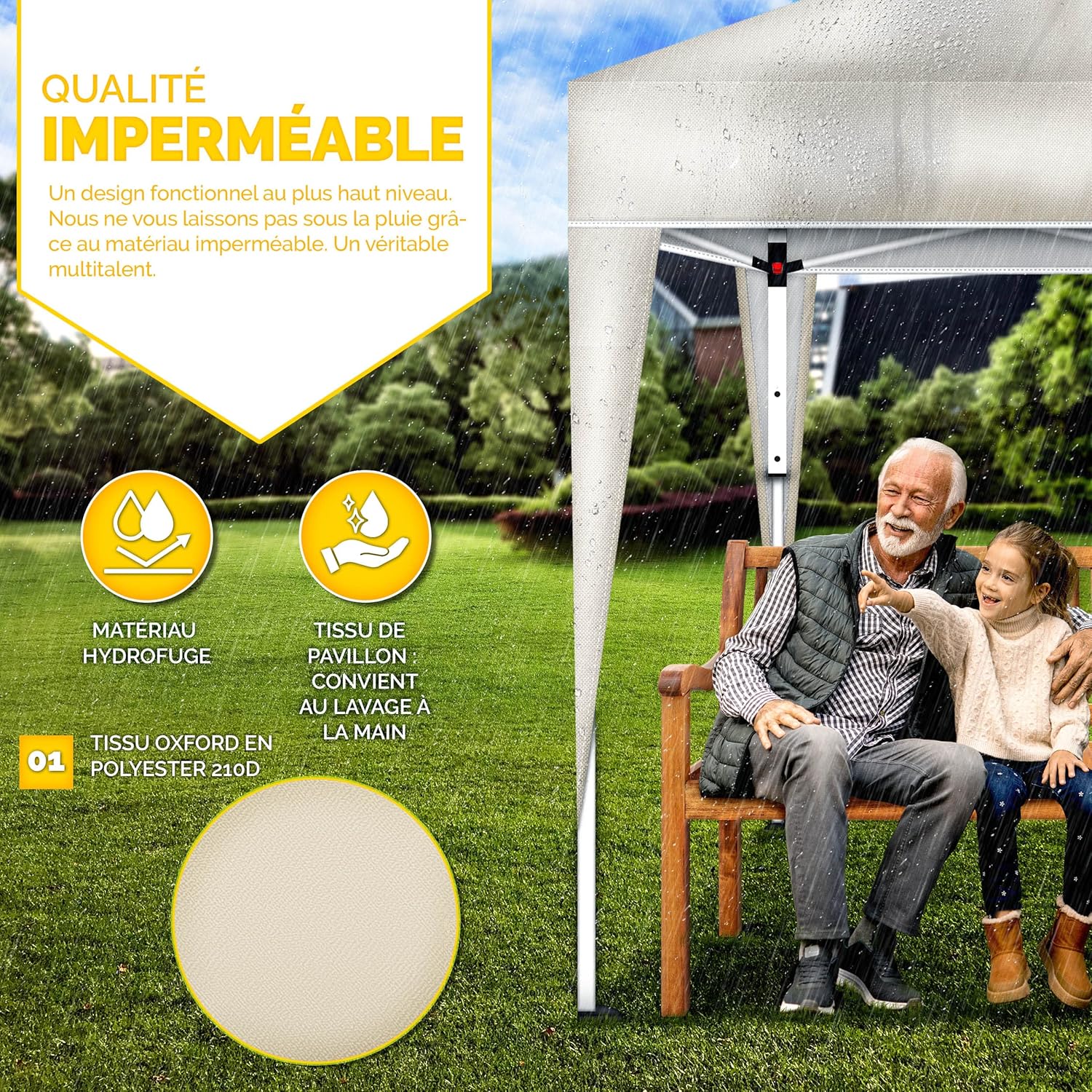 Tillvex - Tonnelle pliante jardin série 3x3m réglable UV50+ sac