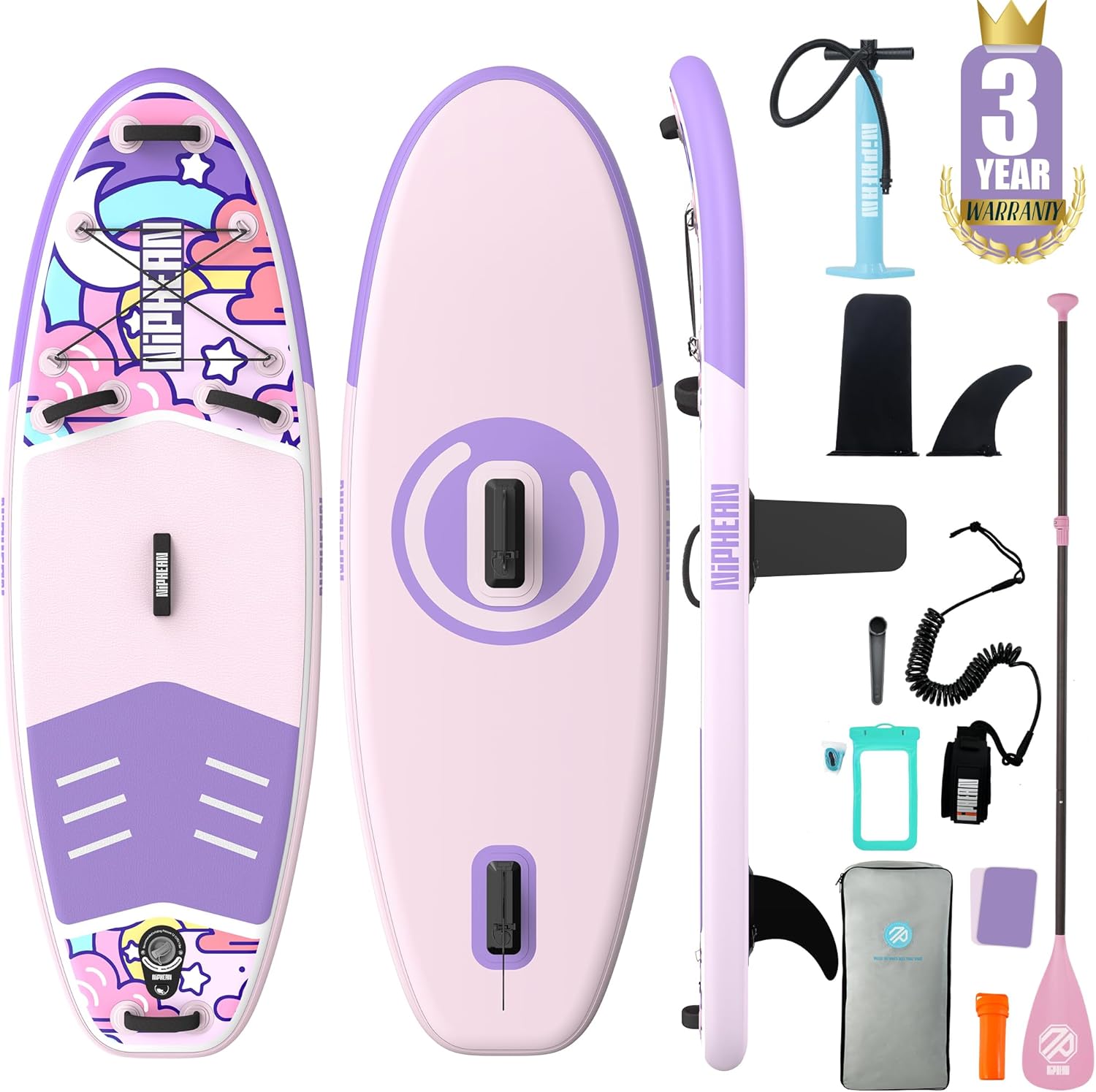 Niphean Paddle Gonflable Adulte avec Tous Les Accessoires, 320cm Planches de Stand Up Paddle Gonflables pour Tous Les Niveaux, Sup avec Capacité 200 kg pour 2 Personnes, Paddle Gonflable avec Siège