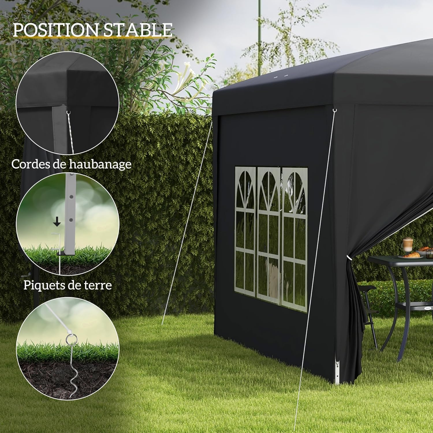 Outsunny - Tonnelle pliante série Barnum - 3x3m - 4 parois amovibles, sac transport