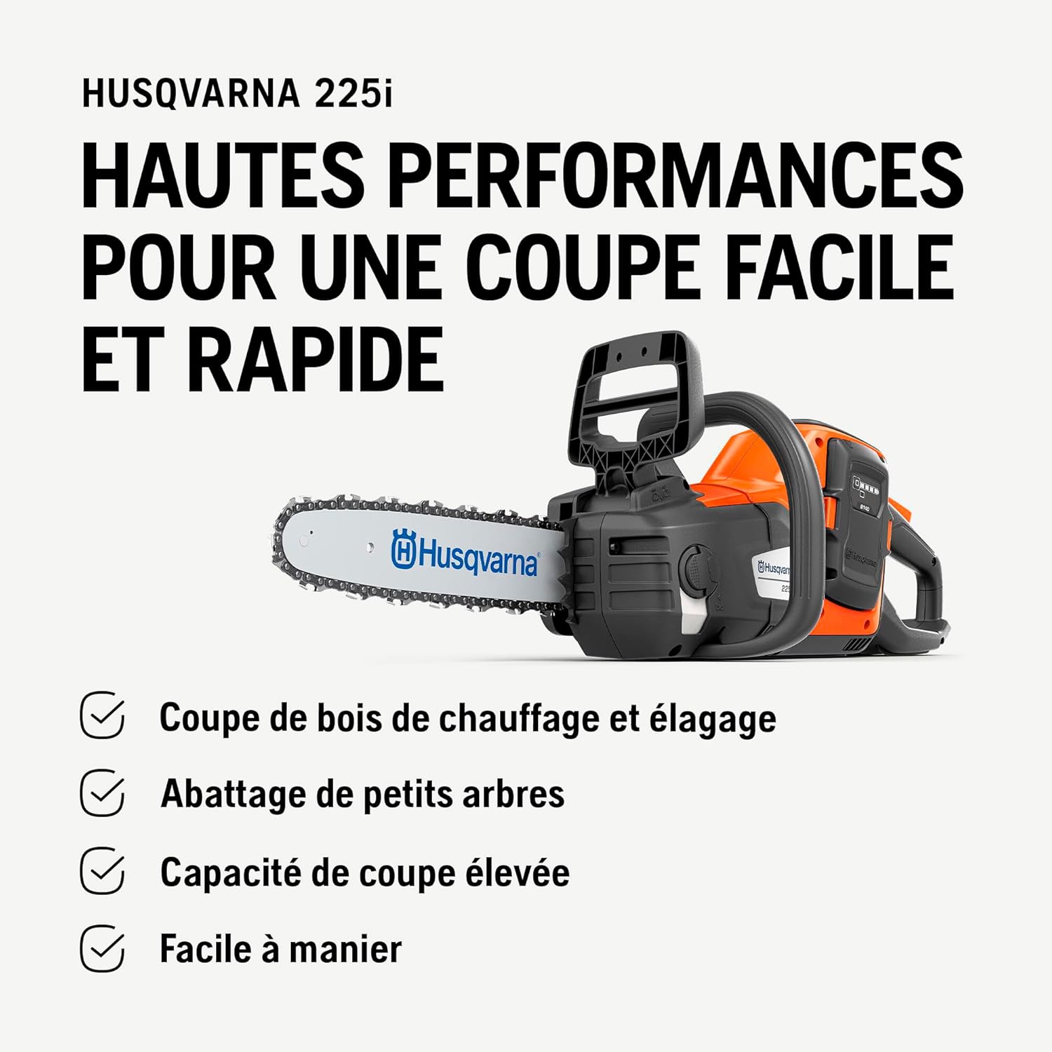Husqvarna - 225i - guide 30cm - batterie/chargeur inclus, 36V, 20m/s