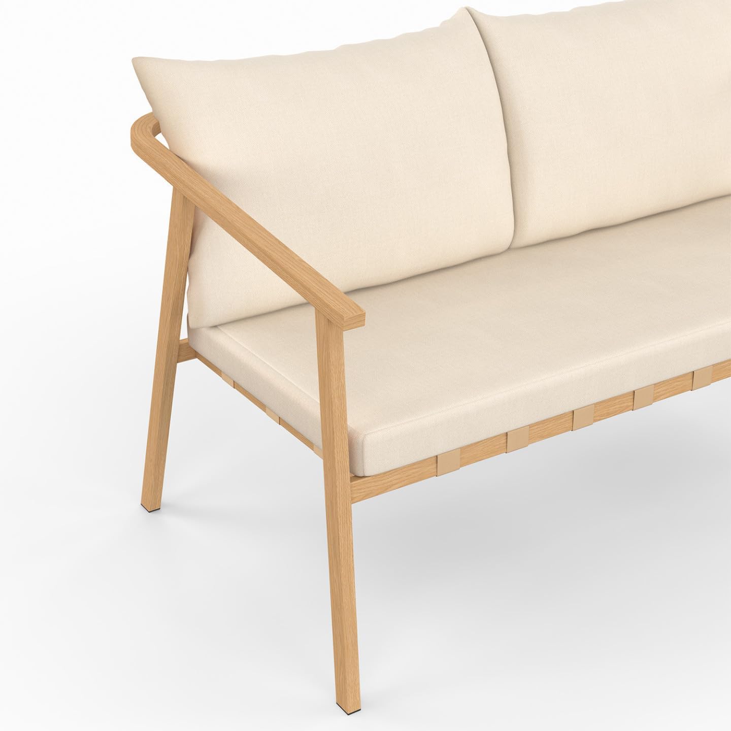 IDMarket - Malta salon bas 4 places métal bois coussins beiges