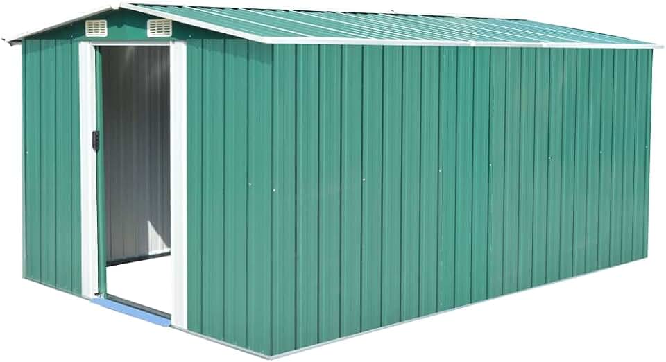 ShGaxin Abri de jardin extérieur en métal vert 257 x 392 x 181 cm
