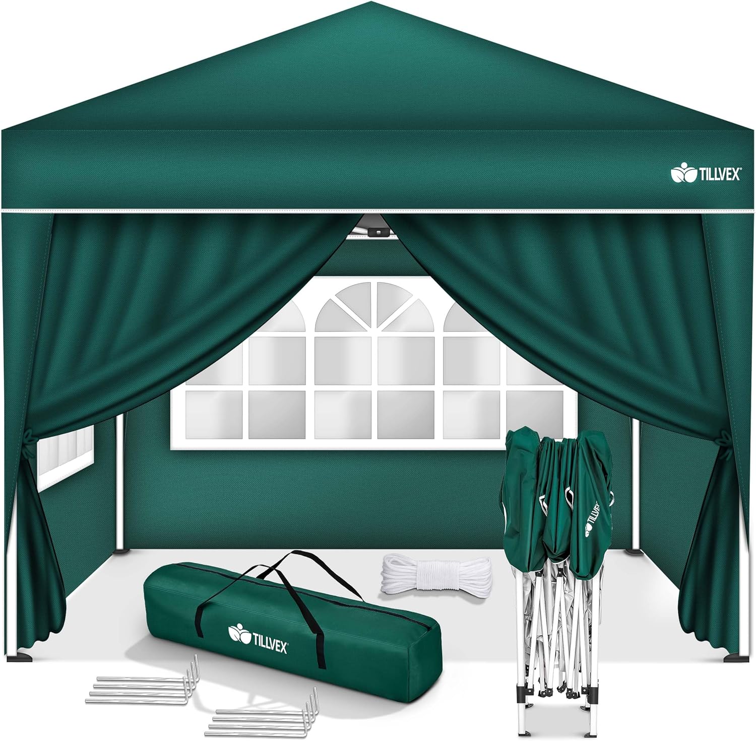 tillvex - tonnelle pliante 3x3m - hauteur réglable, 4 côtés, UV50+