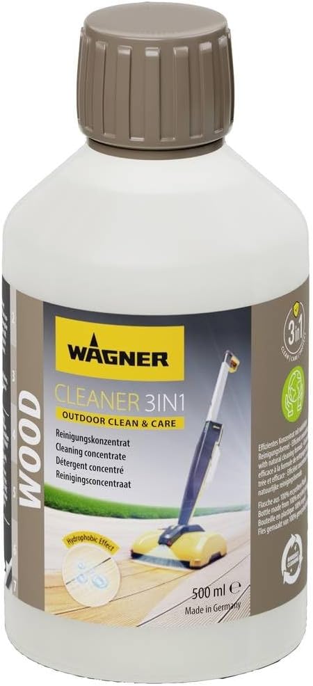 Wagner Wood Cleaner 3 in 1, 500 ml - Concentré pour le nettoyage régulier des surfaces en bois et des surfaces WPC à l‘extérieur