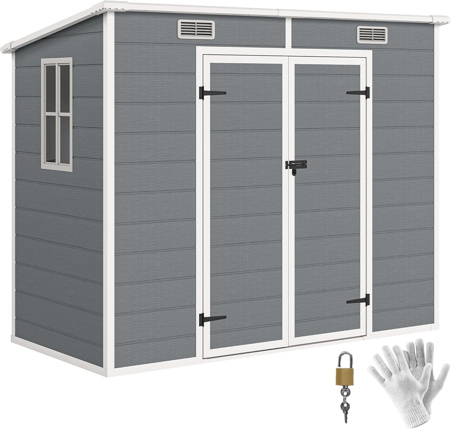 Outsunny - Abri de jardin 2,4x1,3m - aluminium/PP, fondation, fenêtres, 2,54m²
