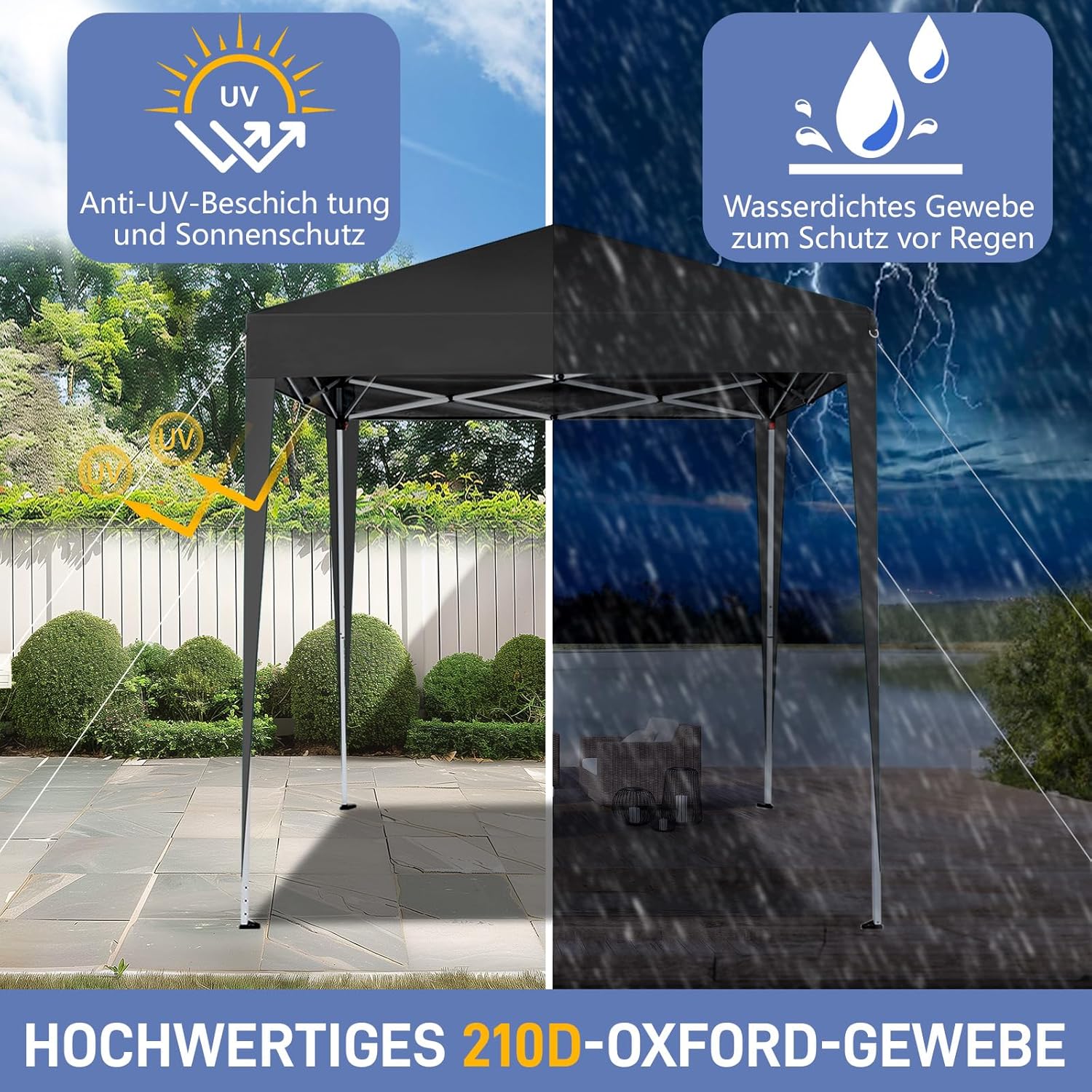 LEADZM - tonnelle série pop-up - 2x2 m - pliable, UV 50+, acier, 4 côtés