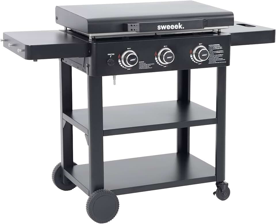sweeek - Raoul série - 3 brûleurs inox, chariot noir - 12kW