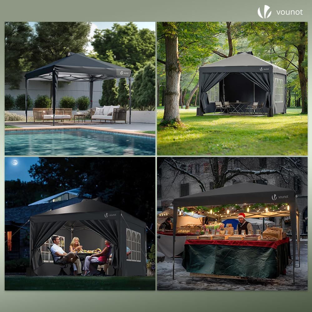 VOUNOT - Tonnelle pliable 3x3m - imperméable, anti-UV, réglable
