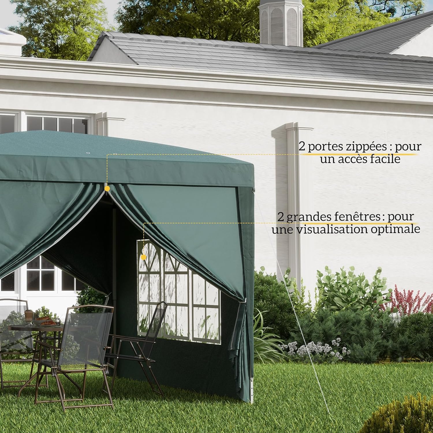 Outsunny - tonnelle pop-up série jardin - 3x3m - 4 parois amovibles, sac transport