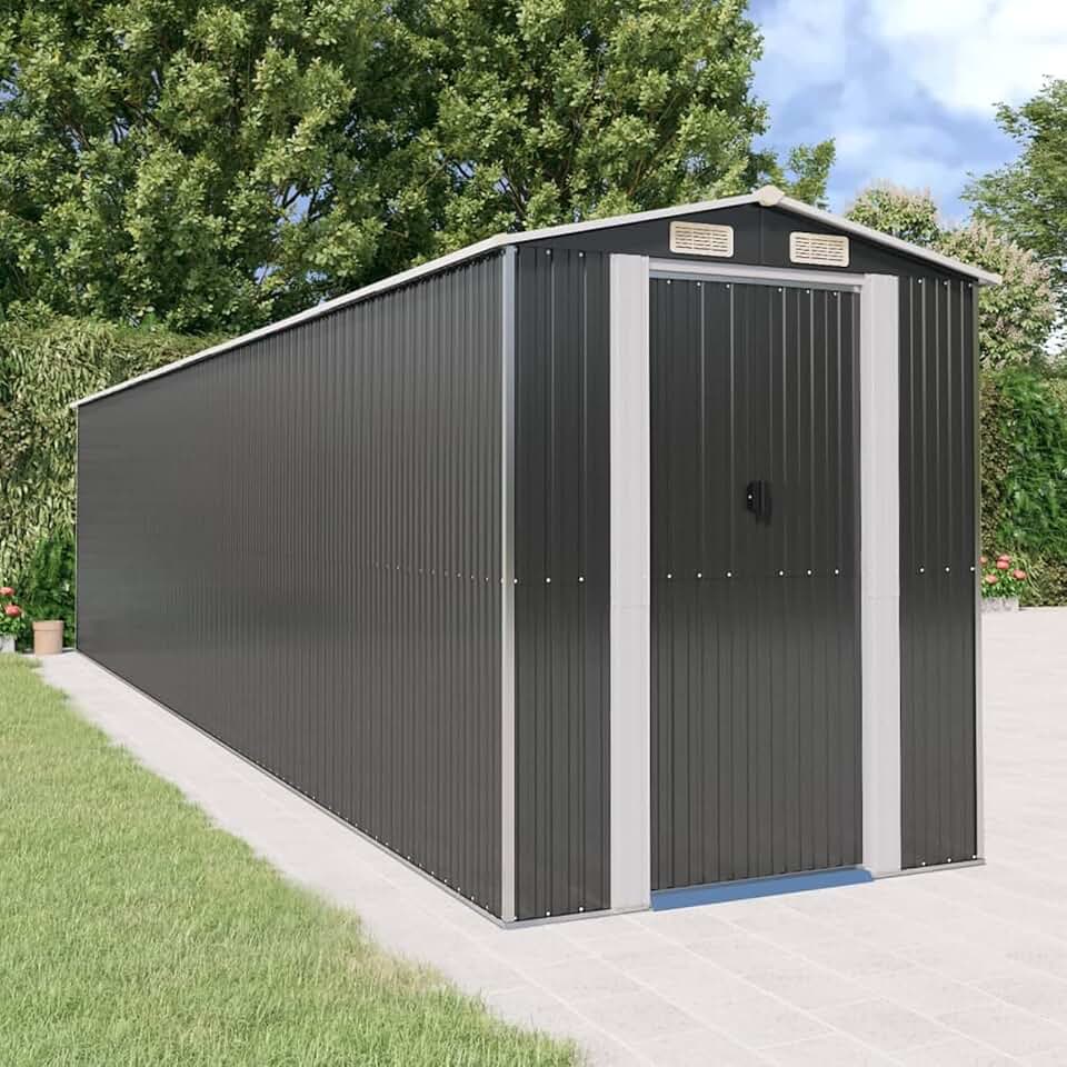 ShGaxin Abri de jardin, abris pour parcelles, abris de jardin, abri de jardin extérieur, maisons préfabriquées, acier galvanisé anthracite 192 x 855 x 223 cm