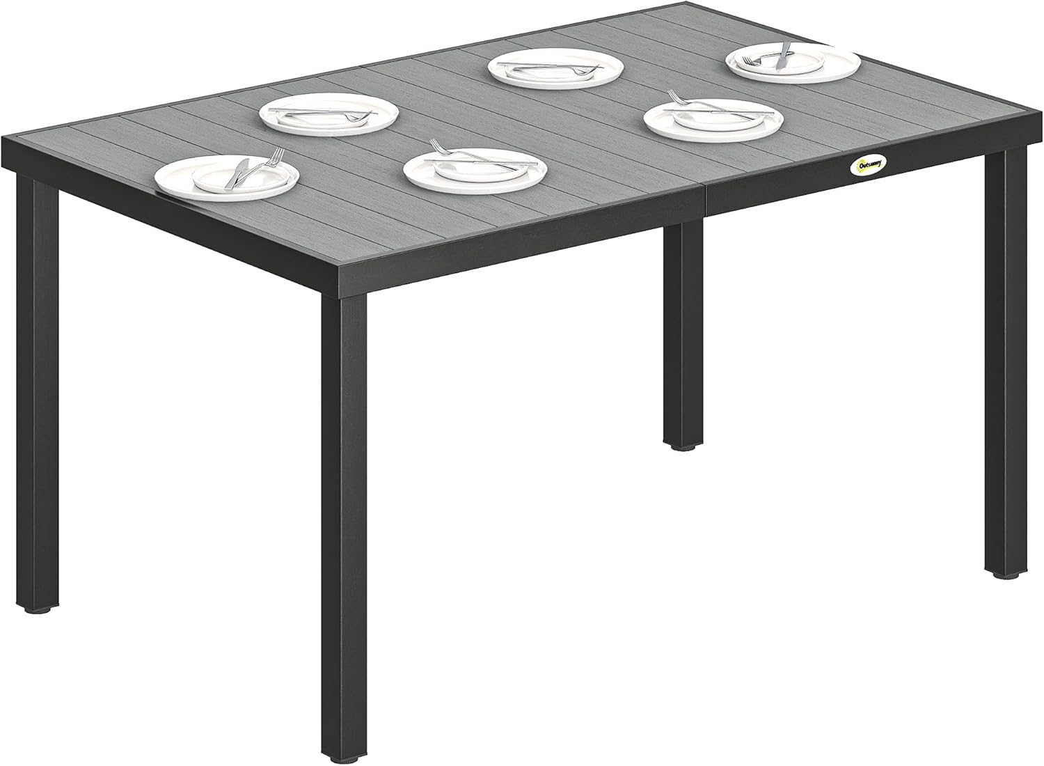 Outsunny - table de jardin 140x90x74 cm - plateau lattes, pieds acier