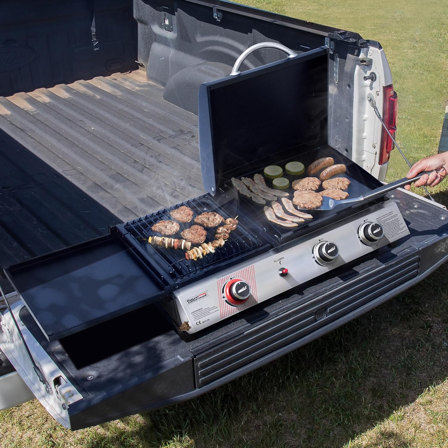 Royal Gourmet - barbecue gaz 3 brûleurs - 8,5kW - plancha, grille, couvercle multifonction