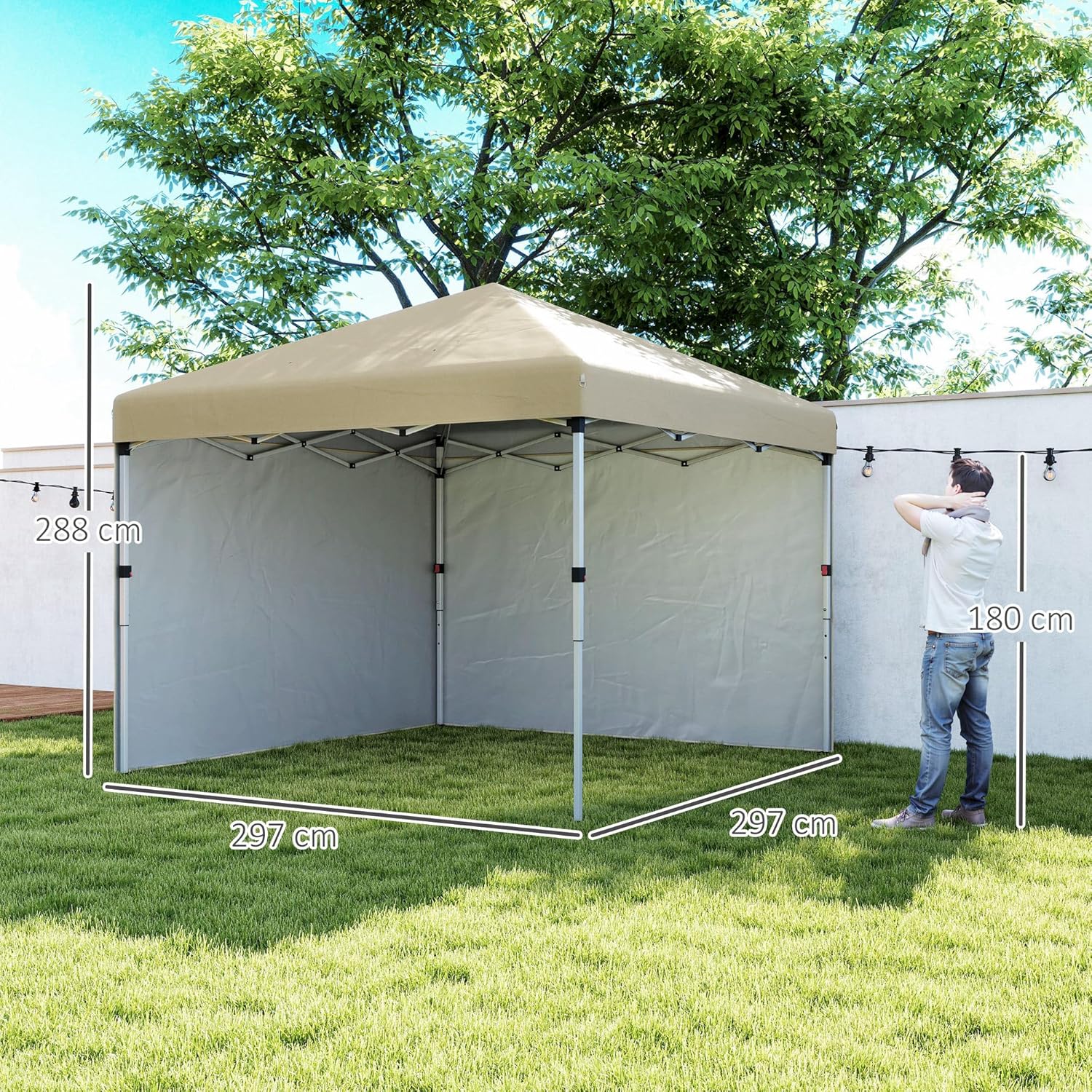 Outsunny - tonnelle pop-up réglable - 297x297x288cm - UV 30+ 2 parois