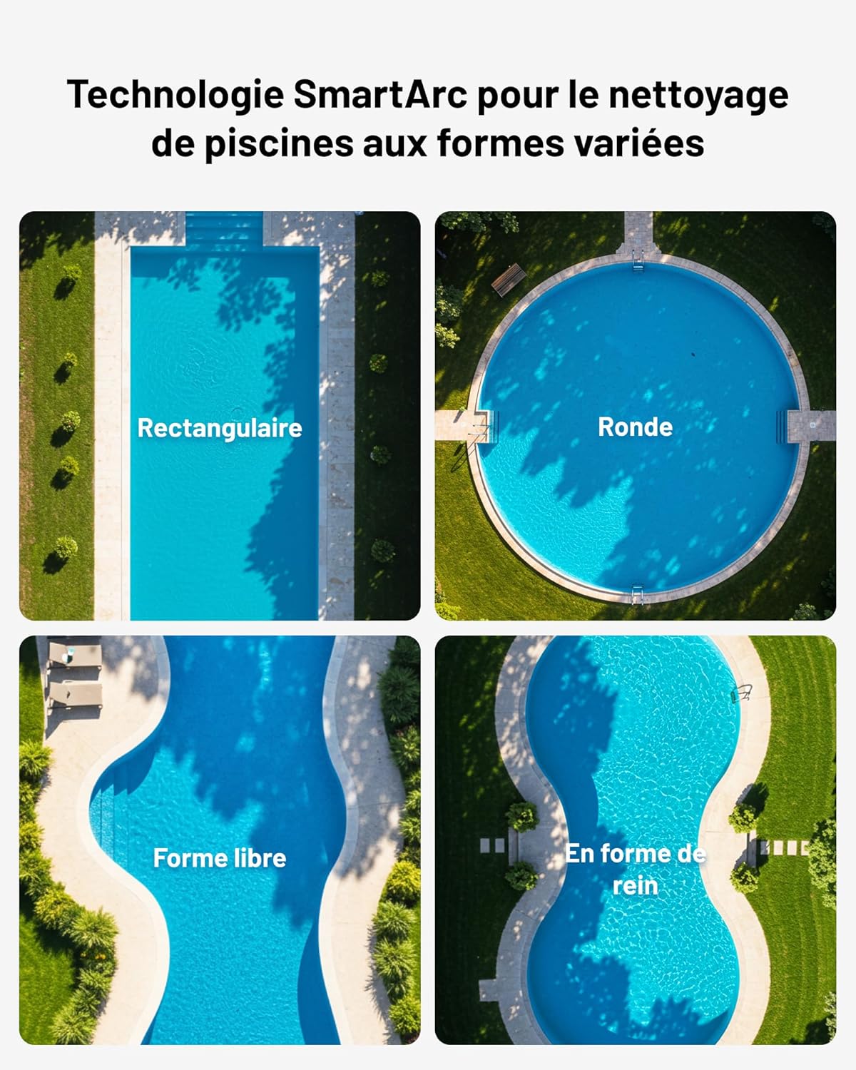 SPINO E1 Robot Piscine sans Fil, Autonomie de 210 Mins, 21950 LPH Max, 5 Modes Robot de Piscine, Nettoyage des Parois et de la Ligne d'eau, Contrôle par App, Trajet SmartArc, Idéal pour Piscines 150㎡