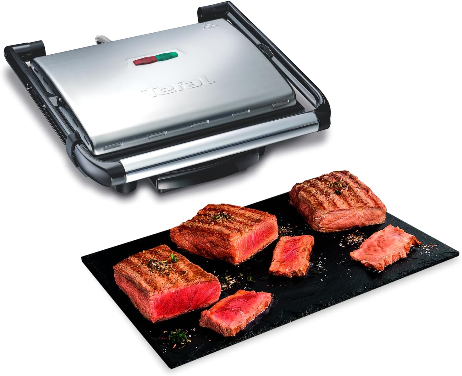 Tefal - Gril Viande Panini Multifonction 2000W, rangement vertical, noir/argent - GC241D12