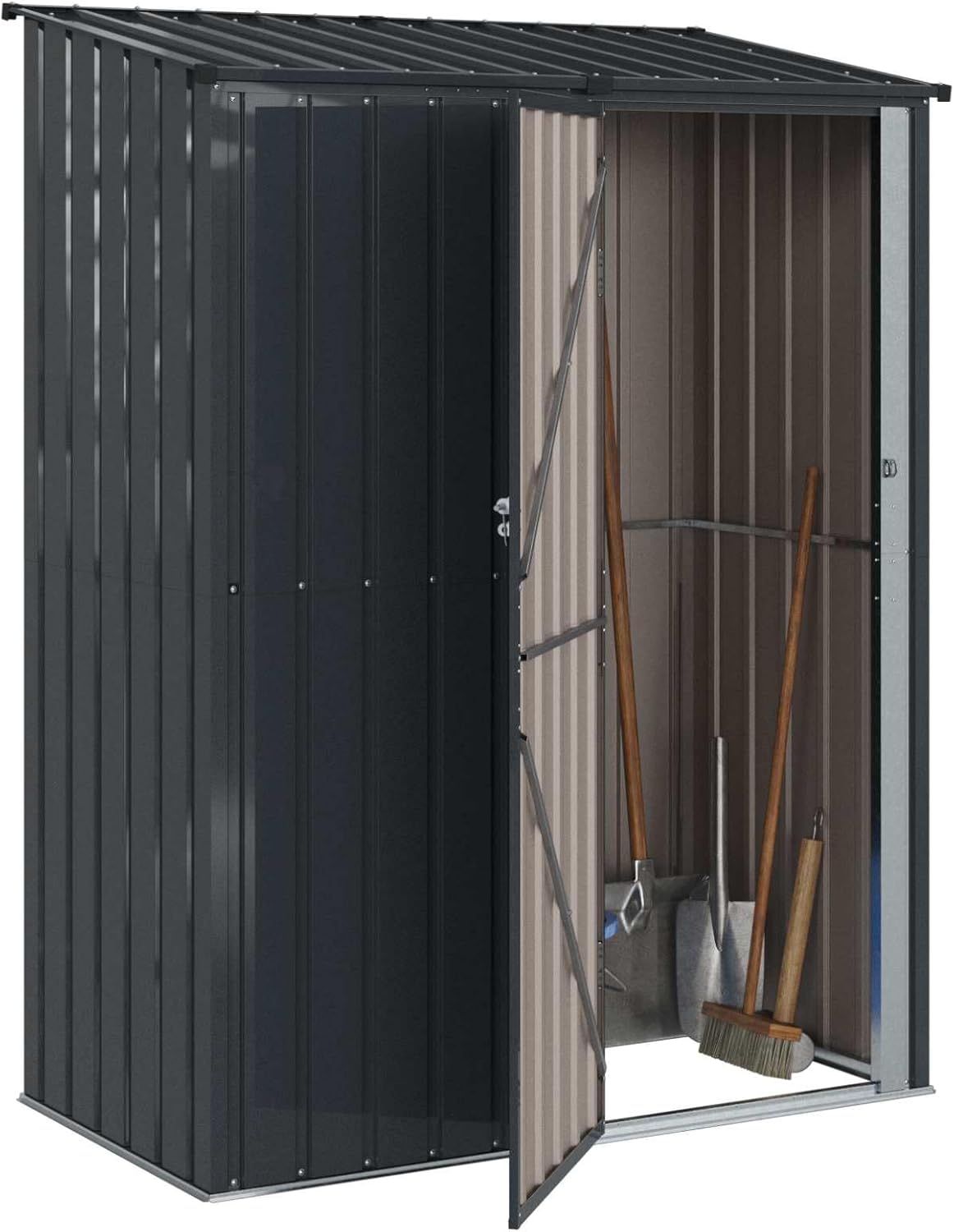 vidaXL Cabanons de Jardin Anthracite 153,5 x 86 x 200 cm Métал, Abri de Jardin et terrasse, Rangement Moderne, résistant aux intempéries, Durable, Design rectangulaire, Espace Ample