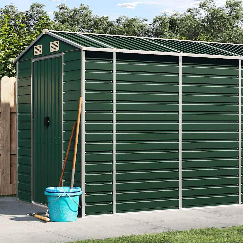 vidaXL - Abri de jardin - 191x640x198 cm - Acier, toit incliné, vert