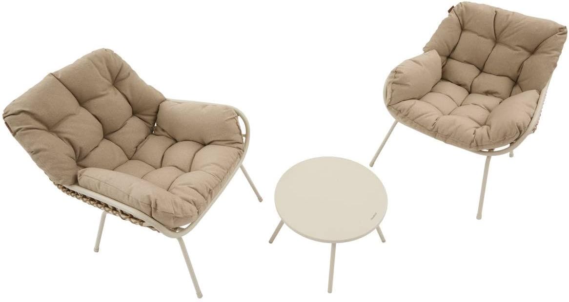 Hespéride - Paopao Duo - Compact, résine tressée, coussins - Argile, acier anti-corrosion