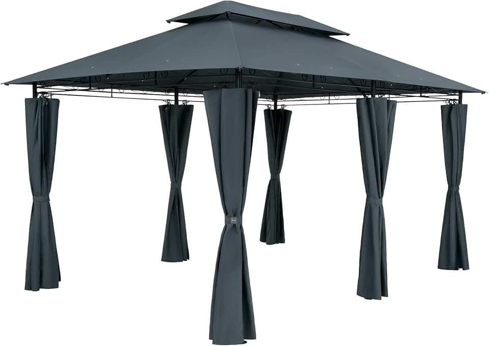 CASARIA - Pavillon de Jardin Topas 3x4m, métal, UV50+, hydrofuge, anthracite