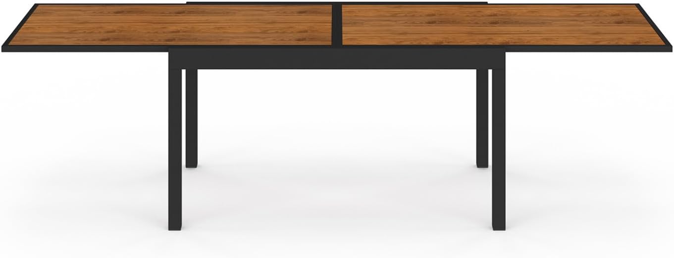 IDMarket - Salon de Jardin NOUMEA Table Extensible 135/270 cm Plateau Effet Bois et 12 chaises empilables Noir et Bois