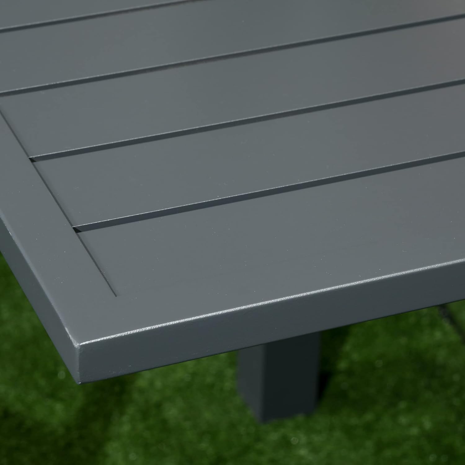 Outsunny - Salon de jardin aluminium extensible 90-180cm, 6 chaises empilables